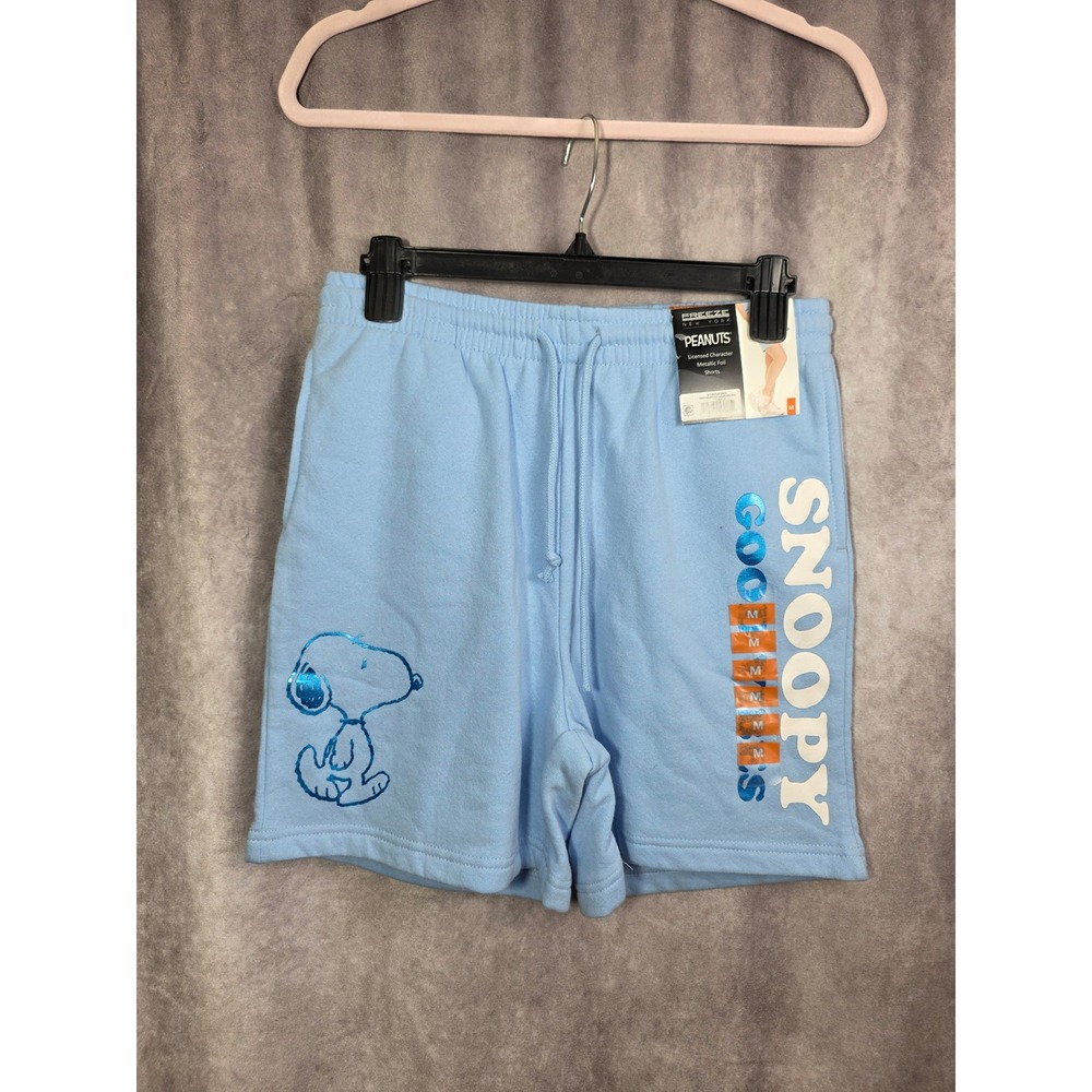 Freeze New York Peanuts Snoopy Metallic Foil Sweat Shorts Light Blue Medium